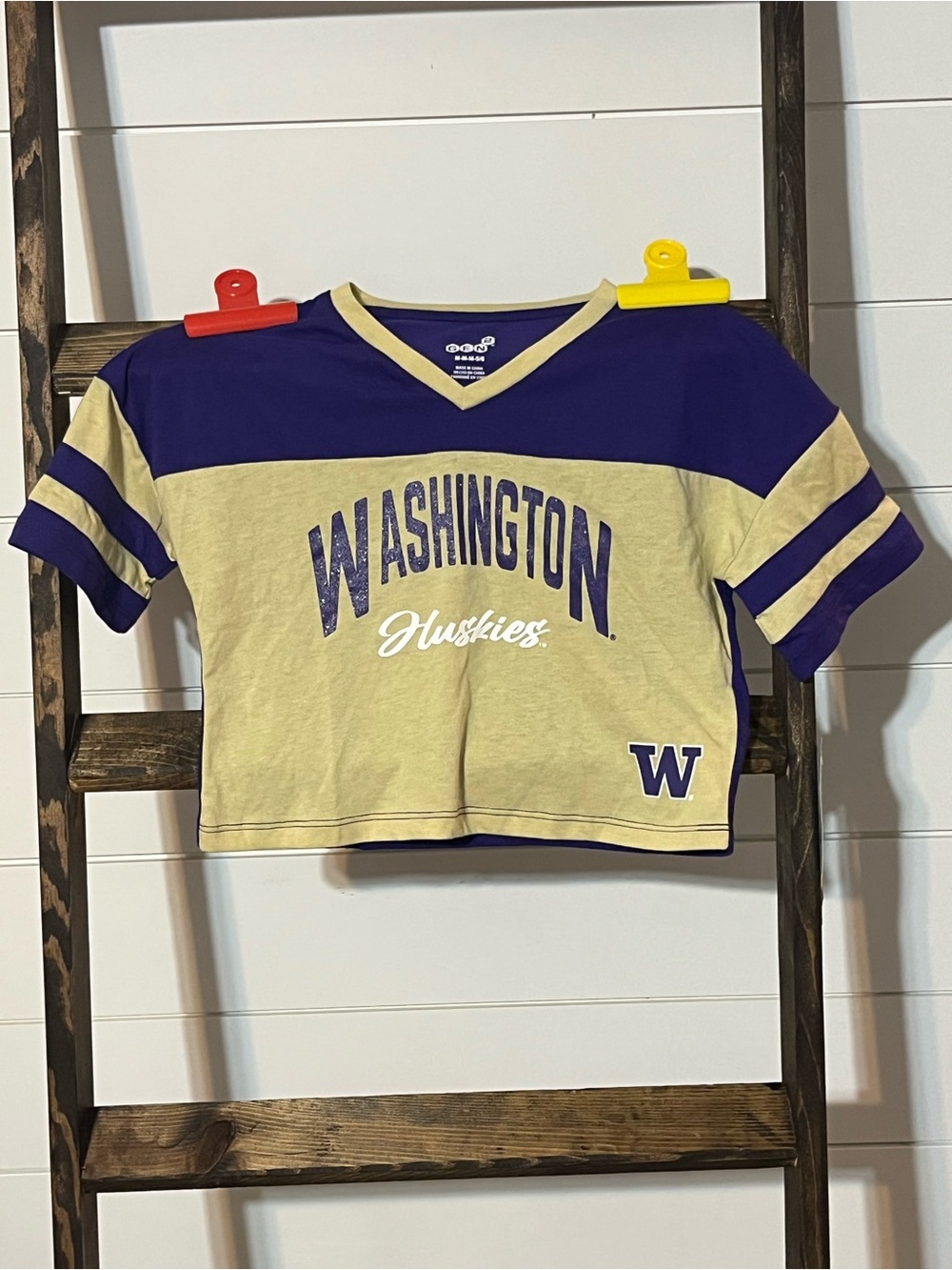 Washington Huskies Girls' Purple & Gold Cropped Tee